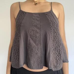 Grey lace eyelet tank top #eyelet #lace